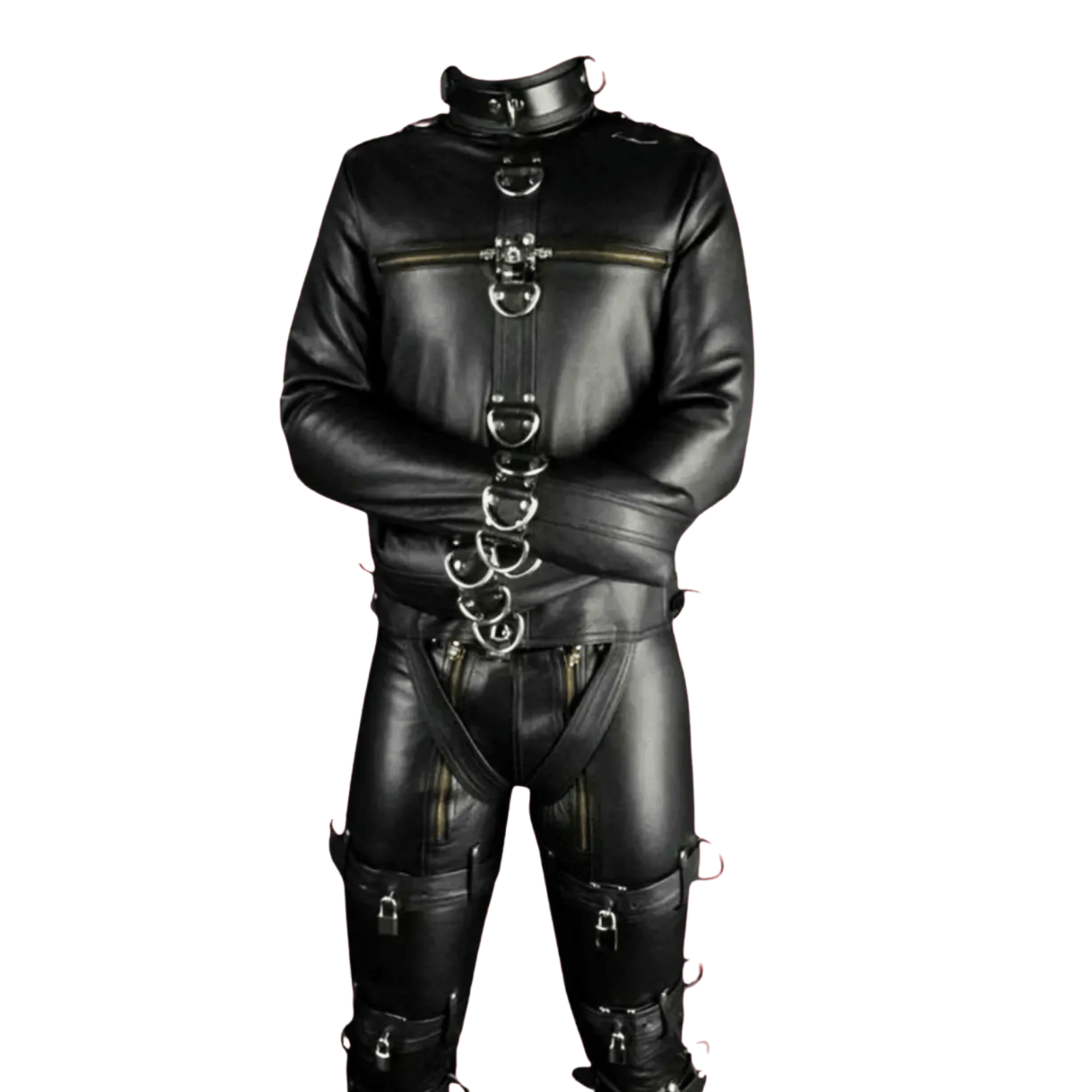 Men s Genuine Leather Bondage Straight Jacket Attileo Leather USA