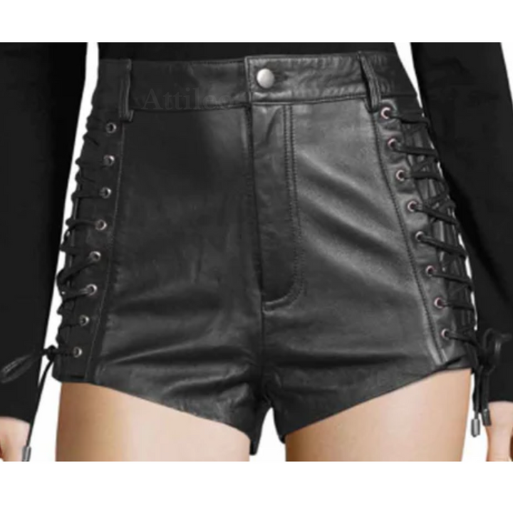 women leather shorts