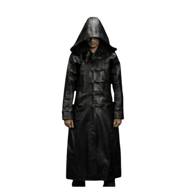 Black leather trench coat,
Hooded leather coat,
Men’s leather long coat,
Gothic trench coat,
Steampunk leather coat,
Men’s hooded trench coat,
Leather duster coat,
Full-length leather coat,
Cosplay leather coat,
Matrix style coat,
Long black coat with hood,
Leather cloak coat,
Dystopian fashion coat,
Trench coat with buckles,
Biker leather trench coat,
Gothic fashion,
Steampunk jacket men,
Cyberpunk trench coat,
Cosplay costume coat,
Darkwear fashion,
Hooded leather overcoat,
Punk style leather coat