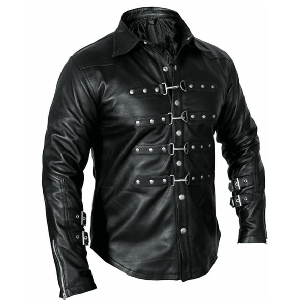 Mens Black Genuine Leather Long Sleeve Shirt jacket - Leather Western Style Shirts for Men