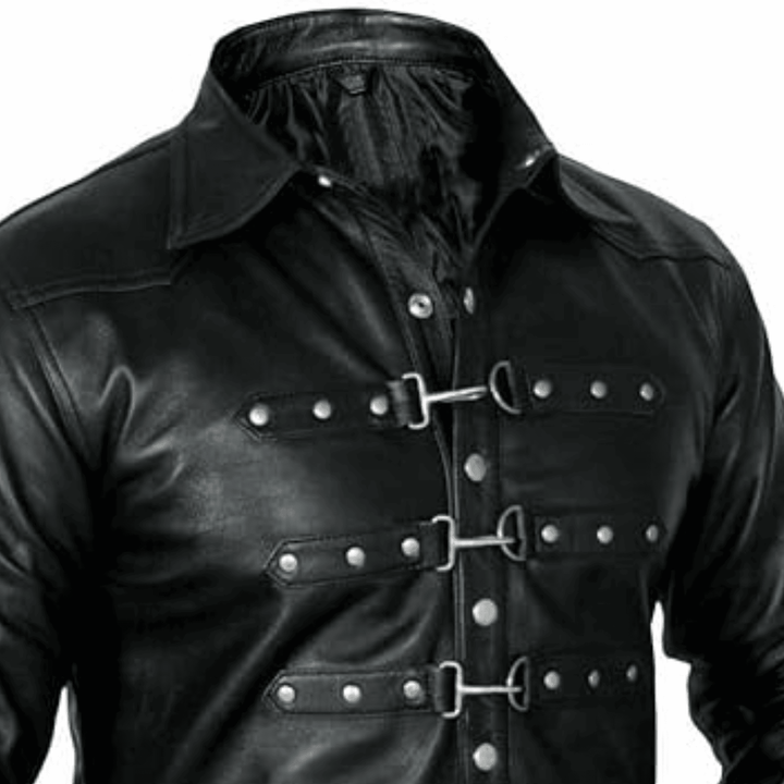 Mens Black Genuine Leather Long Sleeve Shirt jacket - Leather Western Style Shirts for Men