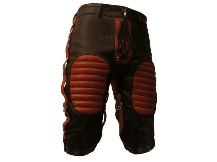 Mens Real Leather Handmade Padded Sports Wear Shorts - Attileo Handmade Adult Leather Products