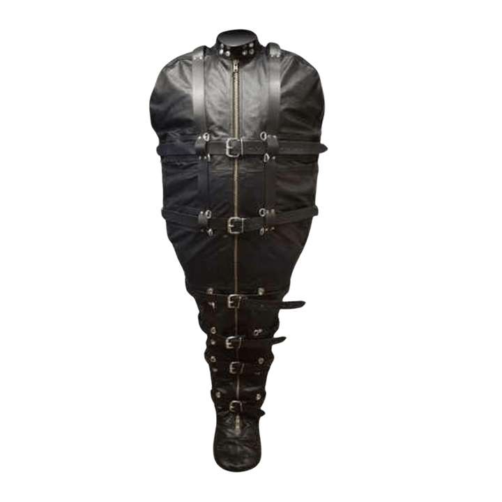 leather sleep sack,
bondage sleep sack,
BDSM sleep sack,
leather bondage sack,
full body restraint bag,
leather bondage gear,
bondage body bag,
heavy duty sleep sack,
sensory deprivation sleep sack,
extreme bondage gear,
full enclosure sleep sack