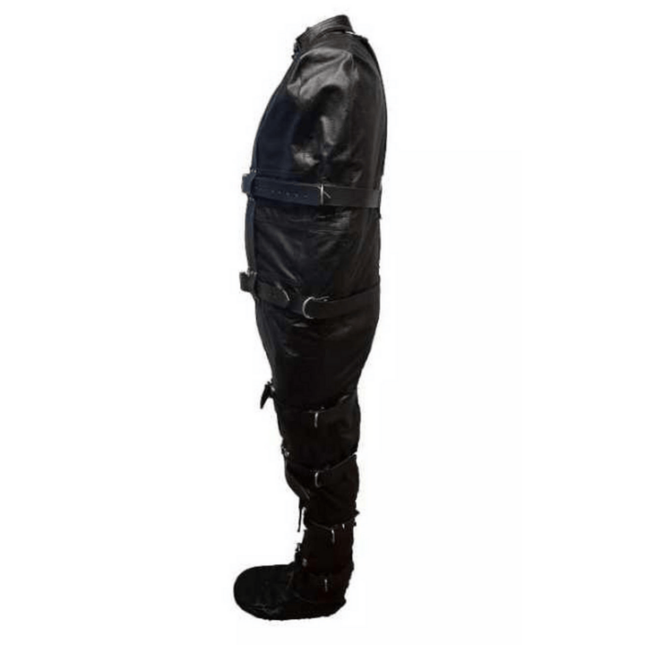 BDSM restraint sleep sack,
zipper and buckle bondage bag,
remium leather full body bondage sack,
heavy-duty leather BDSM sleep sack,
adjustable leather restraint sleep sack,
full immobilization sleep sack for bondage,
black leather mummification sleep sack,
professional grade bondage sleep sack