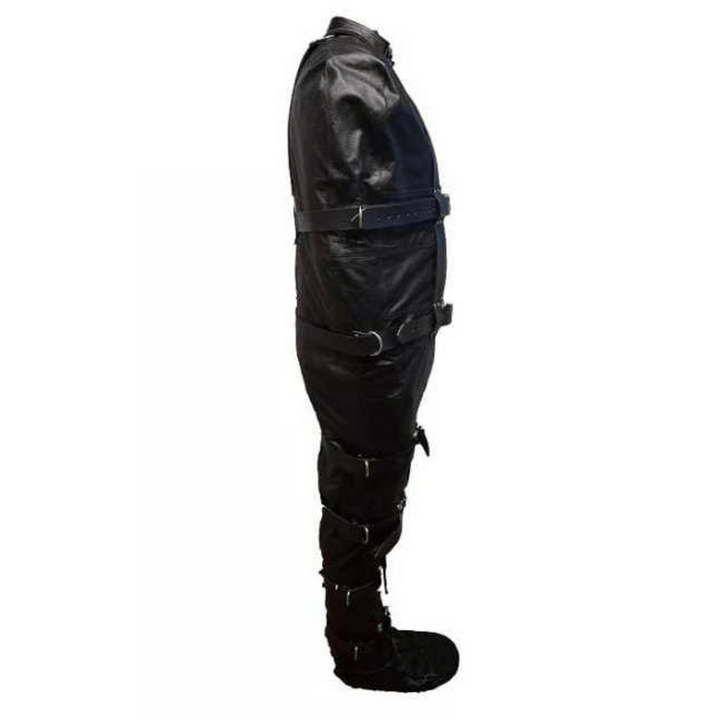leather bondage sack,
full body restraint bag,
leather bondage gear,
bondage body bag,
heavy duty sleep sack,
sensory deprivation sleep sack,
extreme bondage gear,
full enclosure sleep sack,
leather mummification sack,
bondage sack with straps,
BDSM restraint sleep sack,
zipper and buckle bondage bag