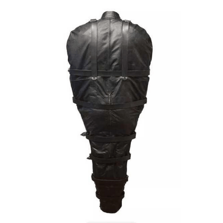 leather sleep sack,
bondage sleep sack,
BDSM sleep sack,
leather bondage sack,
full body restraint bag,
leather bondage gear,
bondage body bag,
heavy duty sleep sack,
full immobilization sleep sack for bondage,
black leather mummification sleep sack,
professional grade bondage sleep sack