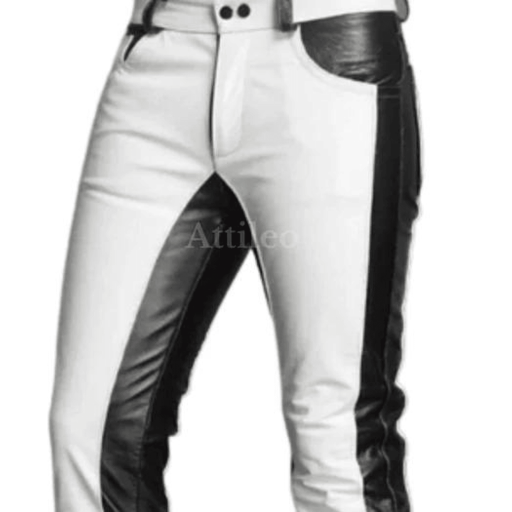 Mens White Genuine Leather Pants - Casual Club Wear Real Leather Trousers - Attileo Leather USA