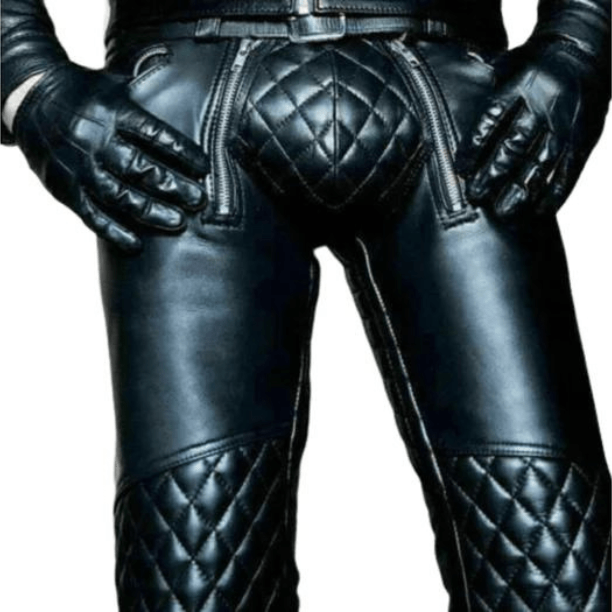 Mens Real Leather Pants Punk Kink Jeans Bikers Leather Trousers Gay BLUF  Pant | eBay