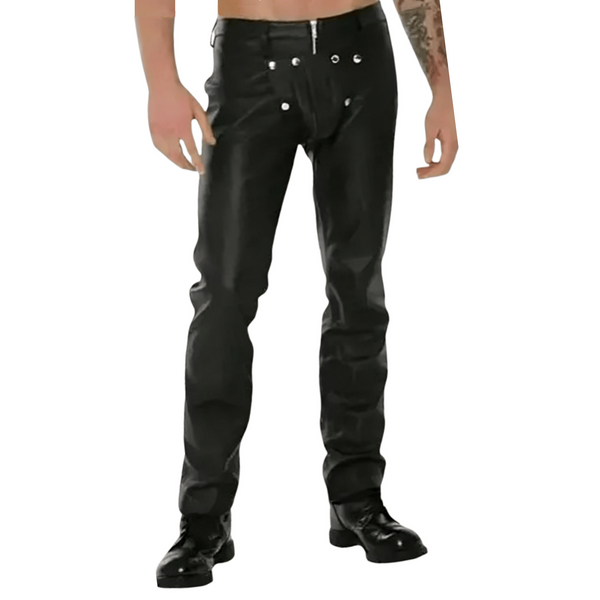 men’s black genuine leather pants,
men’s leather pants,
black leather pants for men,
genuine leather pants,
slim fit leather pants,
biker leather pants,
leather trousers for men,
real leather pants men,
men’s genuine black leather pants with snap buttons,
slim fit black biker leather trousers,
leather pants for men with front zipper and snaps,
cosplay leather pants for men,
high-quality cowhide leather pants,
leather fashion pants for men,
black real leather riding pants,