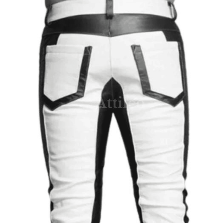 Mens White Genuine Leather Pants - Casual Club Wear Real Leather Trousers - Attileo Leather USA
