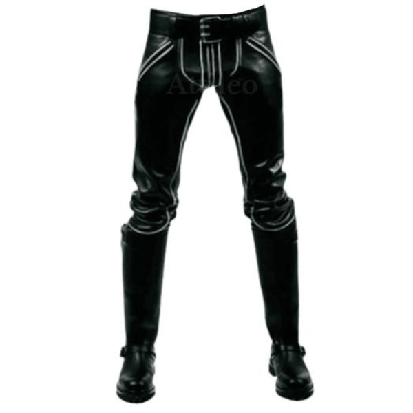 Mens Black Genuine Leather Pants Trousers - Stylish Real Leather Trousers
