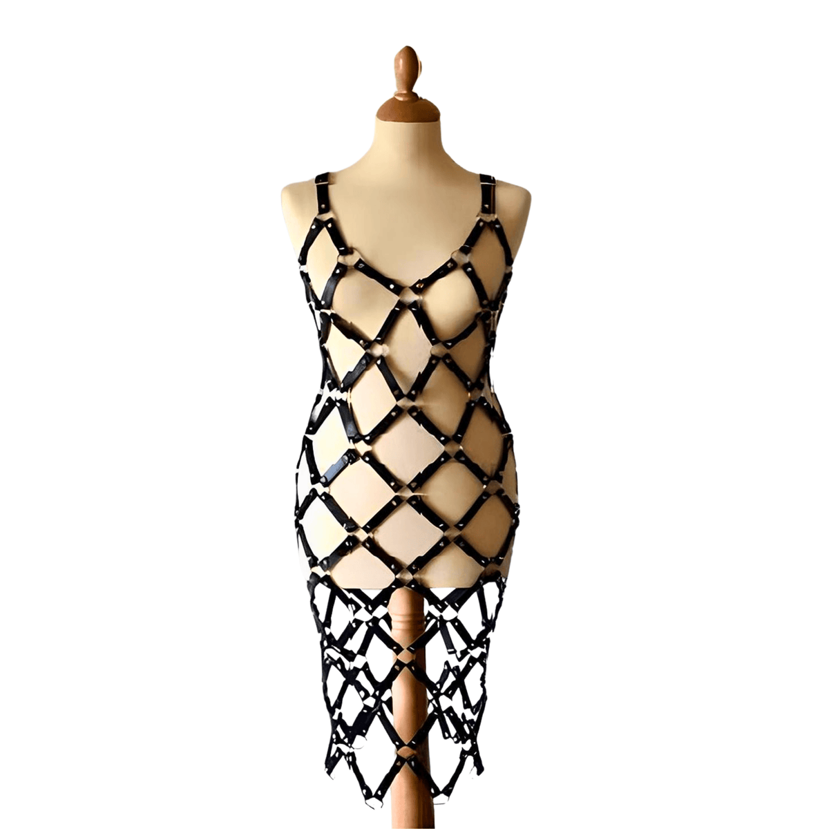 leather cage dress FOR LOVE AND LEMONS FOUX LEATHER CAGE DRESS HARNESS BROWN SIZE S NWT