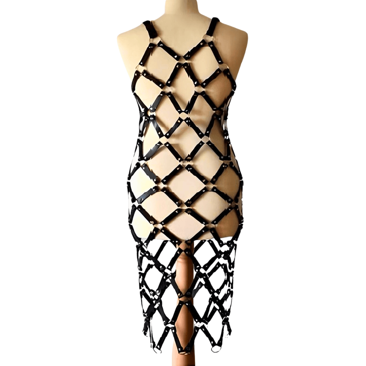 Women's Genuine Leather Cage Harness Dress – Attileo Leather USA
