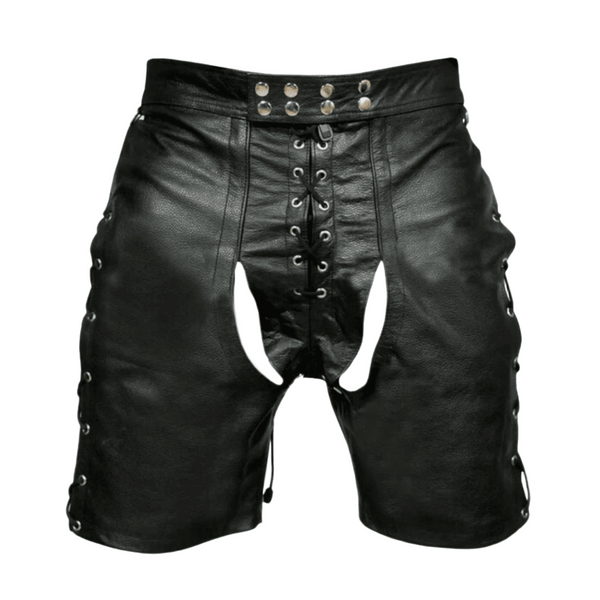 Black Leather Bondage Shorts Fetish Wear