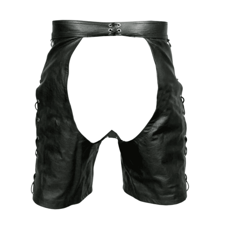 Black Leather Bondage Shorts Fetish Wear