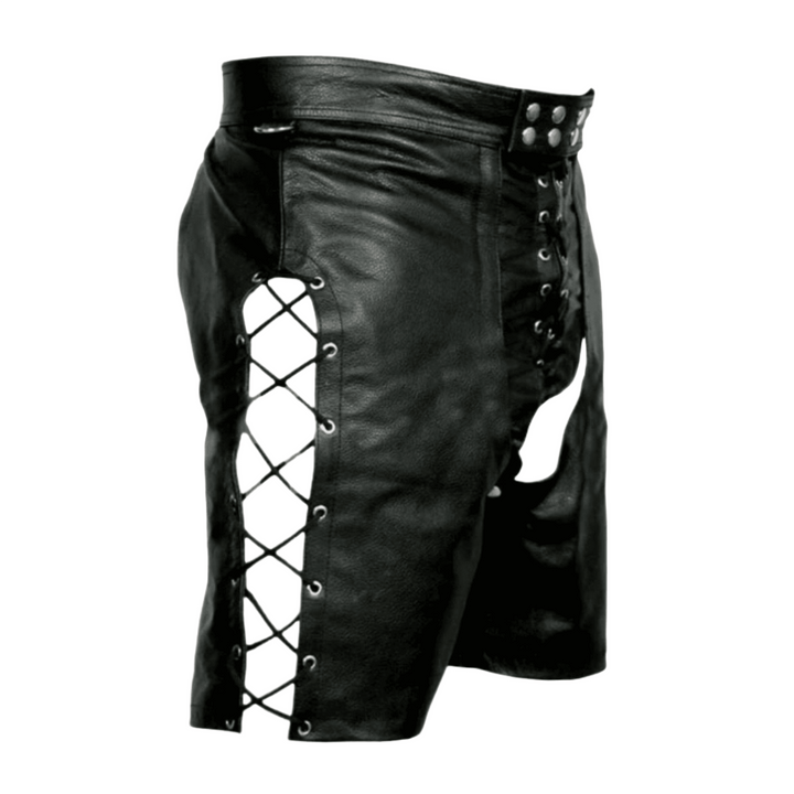 Black Leather Bondage Shorts Fetish Wear