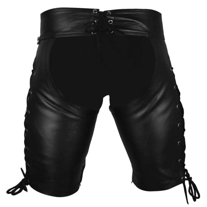 Black Leather Bondage Shorts with Jockstrap