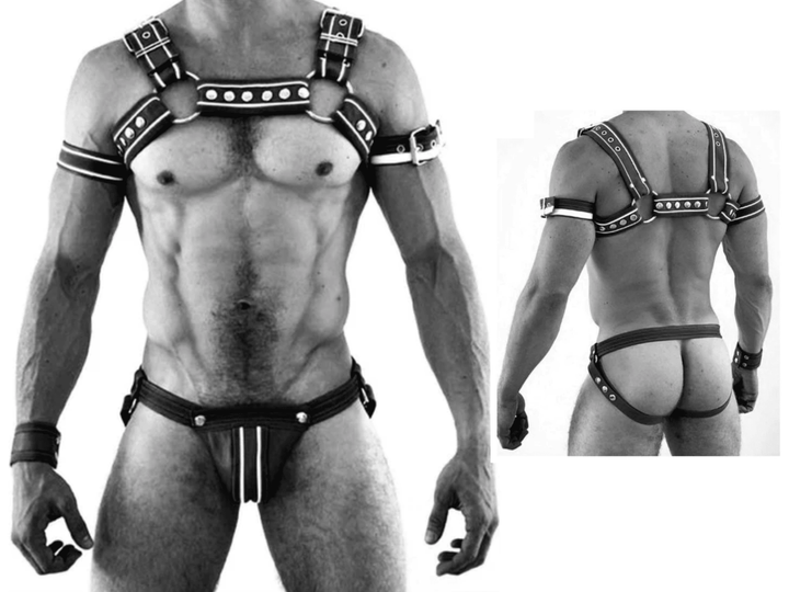 Black Mens Leather Harness with Jockstrap