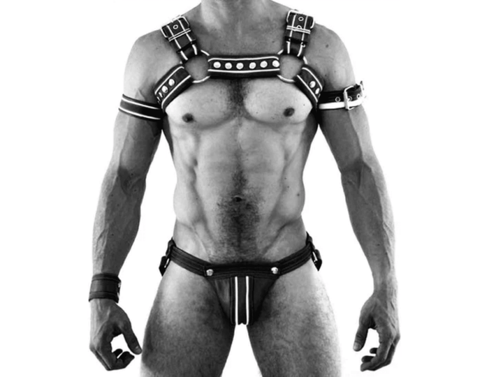 Black Mens Leather Harness with Jockstrap