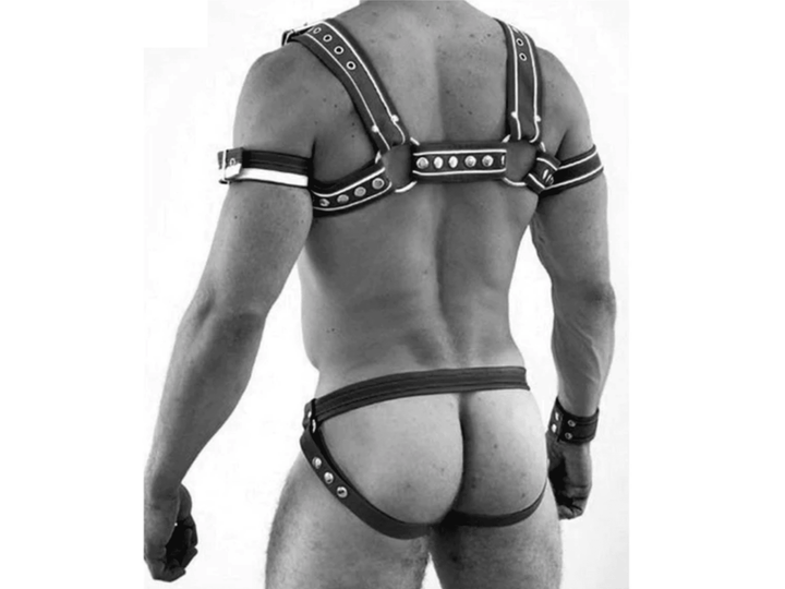 Black Mens Leather Harness with Jockstrap