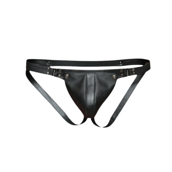 Black Mens Leather Jockstrap