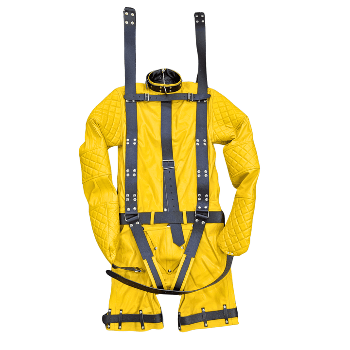 leather straitjacket,
bondage suit,
bdsm outfit,
fetish leather suit,
yellow leather straitjacket,
bondage gear for men,
leather restraint suit,
fetish bondage suit,
bdsm straitjacket,
leather bondage costume,
bdsm leather outfit,
full body bondage suit,
straitjacket with shorts,
fetish restraint jacket,
custom bondage gear,
heavy-duty bondage straps,
leather fetish outfit,
bdsm restraint wear,
handmade leather bondage suit,
leather straitjacket costume,
bdsm roleplay outfit,
bondage clothing for men,
