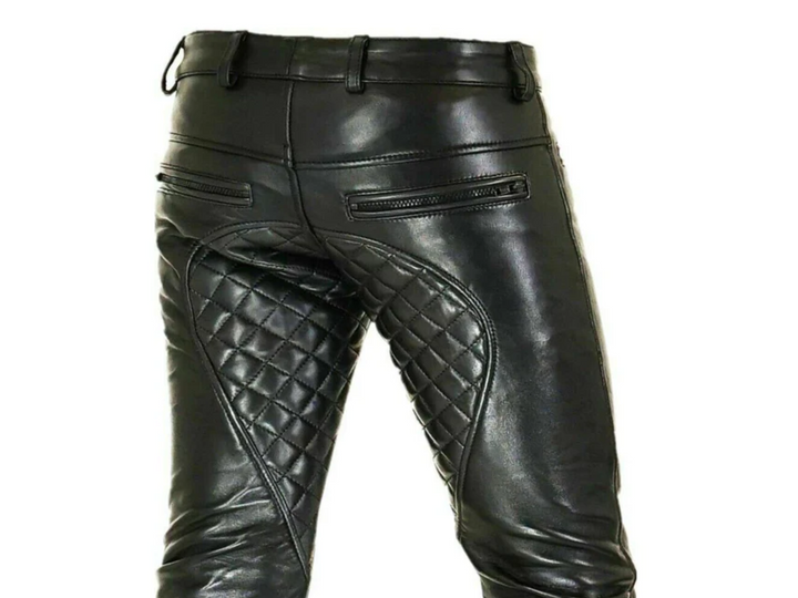 mens black leather pants, leather pants, mens leather pants, black leather pants, leather trousers, leather jeans, quilted leather pants