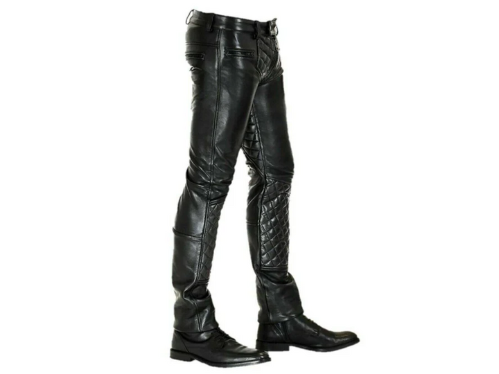 mens black leather pants, leather pants, mens leather pants, black leather pants, leather trousers, leather jeans, quilted leather pants