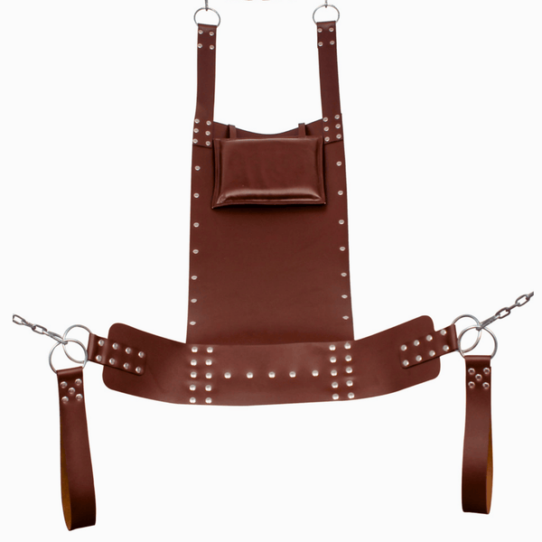 Brown leather bondage sling,
Premium leather sling,
Genuine leather bondage sling,
Adjustable bondage sling with headrest,
BDSM sling with padded headrest,
Leather sling with rivets,
Heavy duty bondage sling,
Luxury leather BDSM sling,
Comfortable bondage sling,
Leather suspension sling,
Durable bondage sling for couples,
High-quality bondage furniture,
Best brown leather bondage sling with padded headrest,
Genuine leather BDSM sling with adjustable straps,