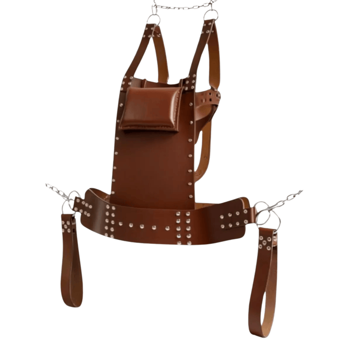 Brown leather bondage sling,
Premium leather sling,
Genuine leather bondage sling,
Adjustable bondage sling with headrest,
BDSM sling with padded headrest,
Heavy duty bondage sling,
Luxury leather BDSM sling,
Comfortable bondage sling,
Leather suspension sling,
Durable bondage sling for couples,
High-quality bondage furniture,
Best brown leather bondage sling with padded headrest,
Genuine leather BDSM sling with adjustable straps,
Heavy duty riveted bondage sling for suspension play