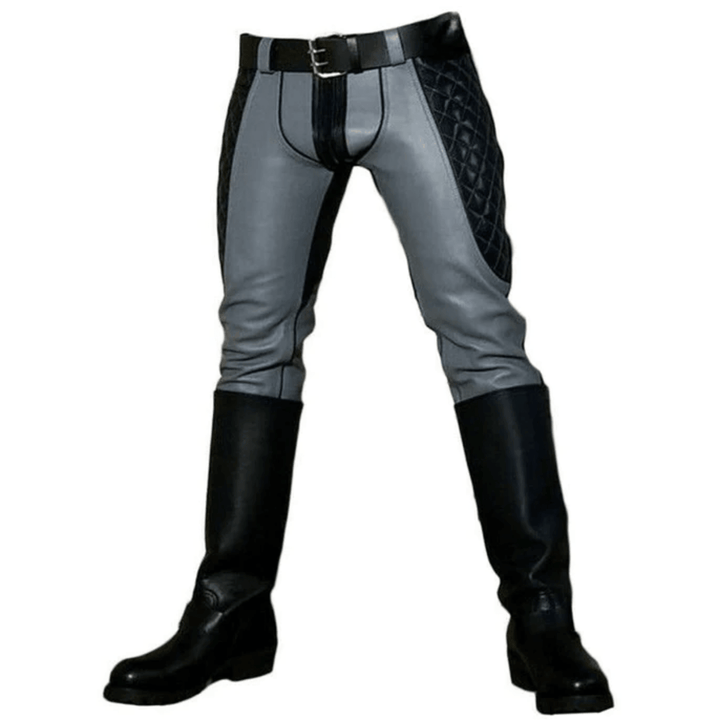 Mens Gray Genuine Leather Pants Trousers - Stylish Casual Club Wear Real Leather Trousers