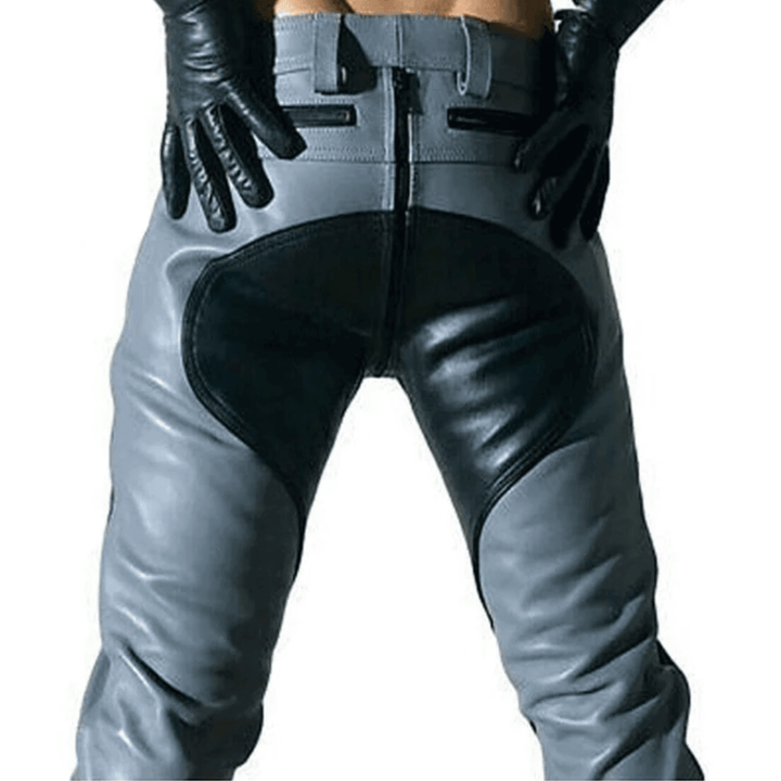 Mens Gray Genuine Leather Pants - Stylish Casual Club Wear Real Leather Trousers