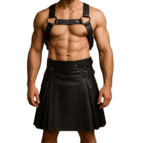 Genuine leather kilt,
Leather kilt with harness,
Men’s leather kilt,
Black leather kilt,
Gothic leather kilt,
Punk leather kilt,
Utility leather kilt,
Leather kilt outfit,
Leather chest harness kilt,
Leather kilt with straps,
Leather kilt with pockets,
Harness and kilt set,
Men’s gothic kilt,
Men’s punk kilt,
Men’s alternative fashion kilt,
Leather clubwear kilt,
Festival leather kilt,
Cosplay leather kilt,
Men’s genuine leather kilt with harness,
Gothic punk leather utility kilt,