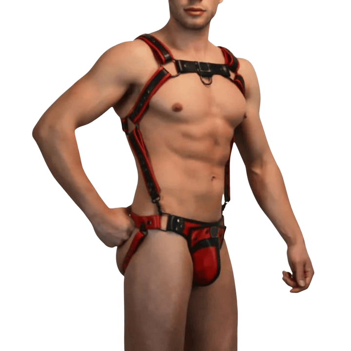 leather harness with jockstrap,
genuine leather fetish harness set,
handmade leather harness for men,
premium leather jockstrap set,
full body harness for men,
leather harness with detachable jockstrap,
custom leather harness men,
men’s party and clubwear harness,
fetish body harness and jockstrap combo,