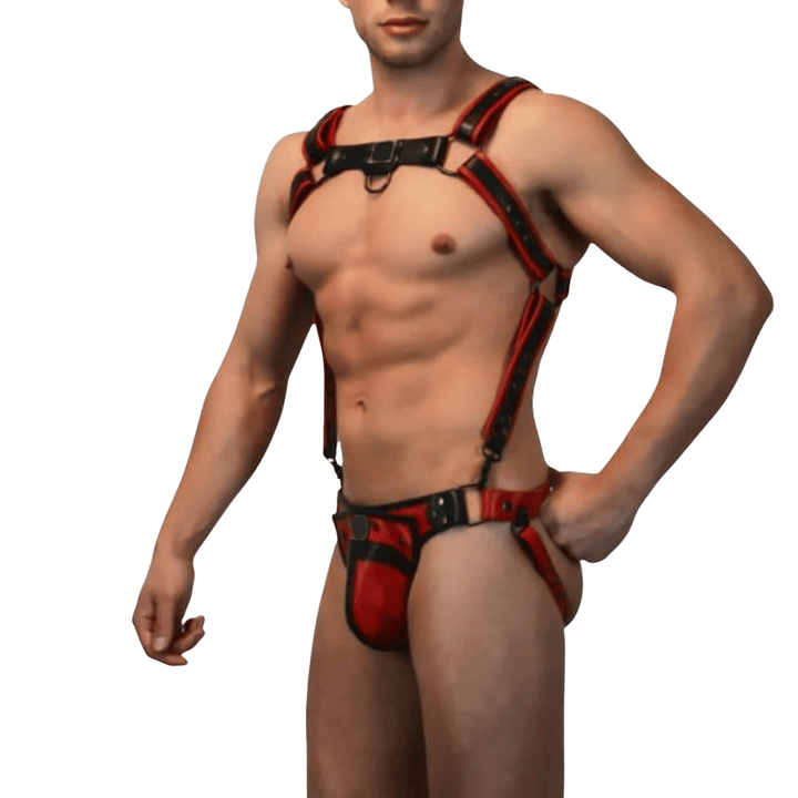 men’s bondage harness,
leather body harness men,
leather jockstrap harness,
men’s fetish gear,
leather chest harness men