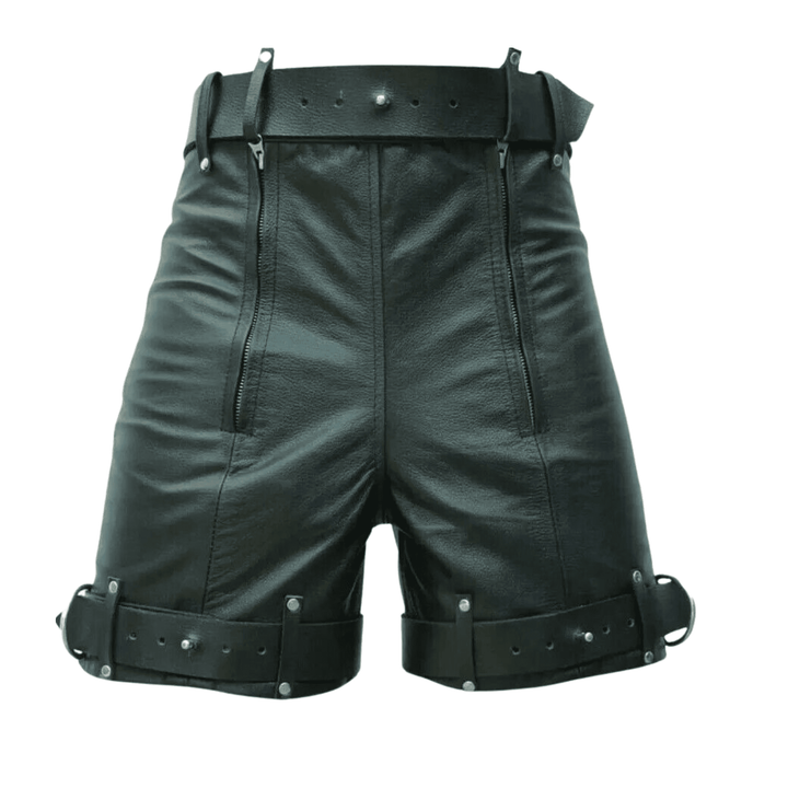 Mens Black Leather Chastity Bondage Shorts,real leather shorts, mens leather shorts, mens gay leather shorts, mens black leather shorts, leather men shorts, gay leather shorts, black leather shorts, biker leather shorts, black bondage shorts, mens bondage shorts, leather bondage shorts,leather chastity shorts, male chastity shorts,gay fetish, fetish wear, leather fetish wear, BDSM gear, kinky apparel, fetish clothing, alternative fashion, erotic accessories, fetish outfits, LGBT fetish gear