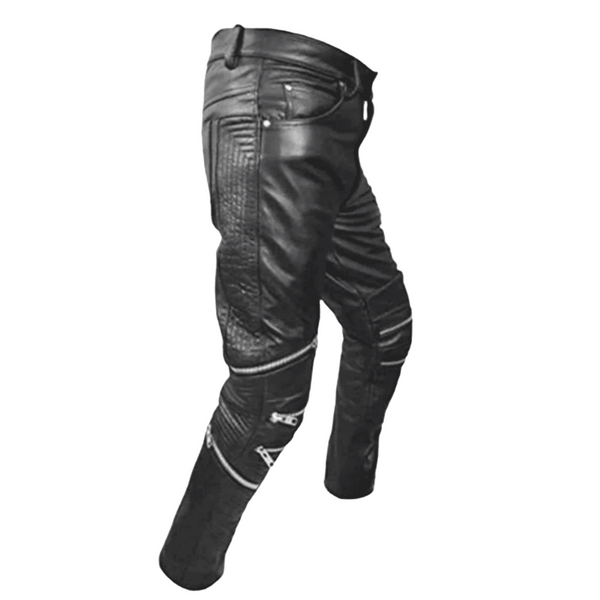 Mens Genuine Leather Five pockets Leather Jeans Style Pants Trousers