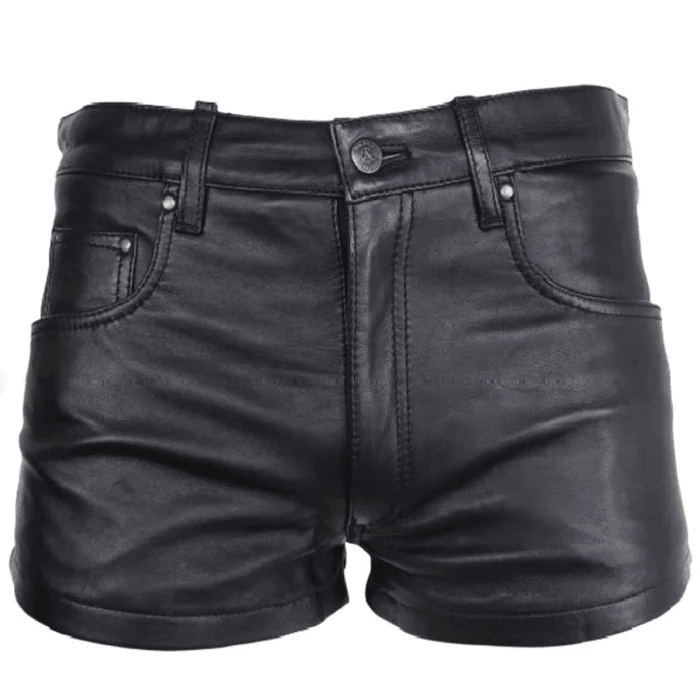 Mens Black Real Leather Shorts - Party Club Wear 501 Style 4 Pockets S ...