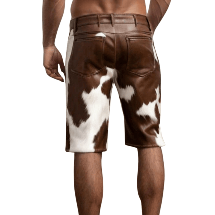 Men’s Cowhide Leather Shorts,
unique cowhide print leather shorts,
real hide leather shorts for men,
street style cowhide leather shorts,
natural pattern leather shorts men,
casual cowhide leather shorts,
cowboy fashion shorts,
men’s western wear,
rodeo leather shorts,
country style men’s shorts,
leather cosplay shorts,
cow print shorts leather,
luxury cowhide shorts,
exotic leather shorts for men,
statement leather shorts men,
bold fashion leather shorts,
custom leather shorts men,