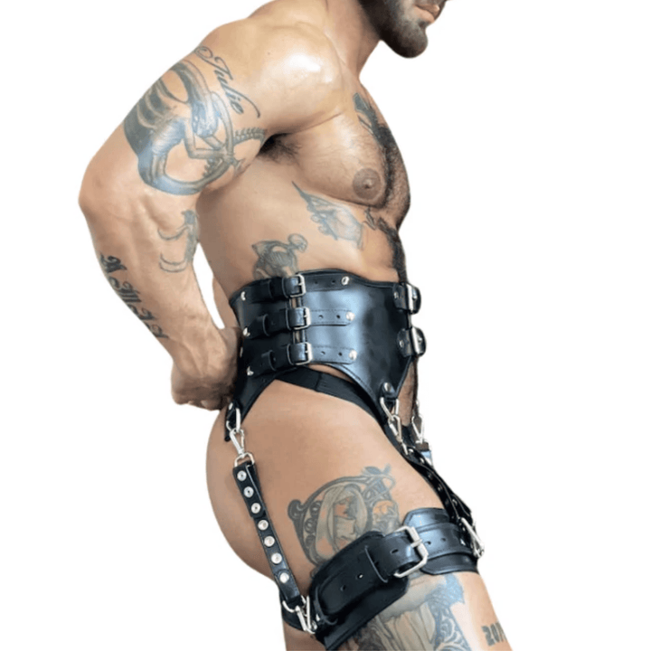 men's leather harness,
genuine leather corset men,
leather thigh strap harness,
male bondage gear,
leather fetish outfit men,
BDSM leather gear men,
leather body harness men,
real leather male lingerie,
gay leather outfit,
leather torso harness,
erotic leather gear men,
leather cosplay costume male,
men's fetish wear leather,
leather jockstrap harness,
gladiator leather harness men