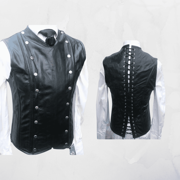 men’s leather corset vest,
black leather corset vest,
genuine leather vest for men,
men’s fetish leather vest,
gothic leather vest men,
leather lace-up vest men,
men’s cosplay leather vest,
men’s biker leather vest,
double breasted leather vest,
slim fit leather vest men,
clubwear leather vest,
fetish wear corset vest,
men’s gothic corset top,
lace back leather vest,
men’s black leather corset vest with lace up back