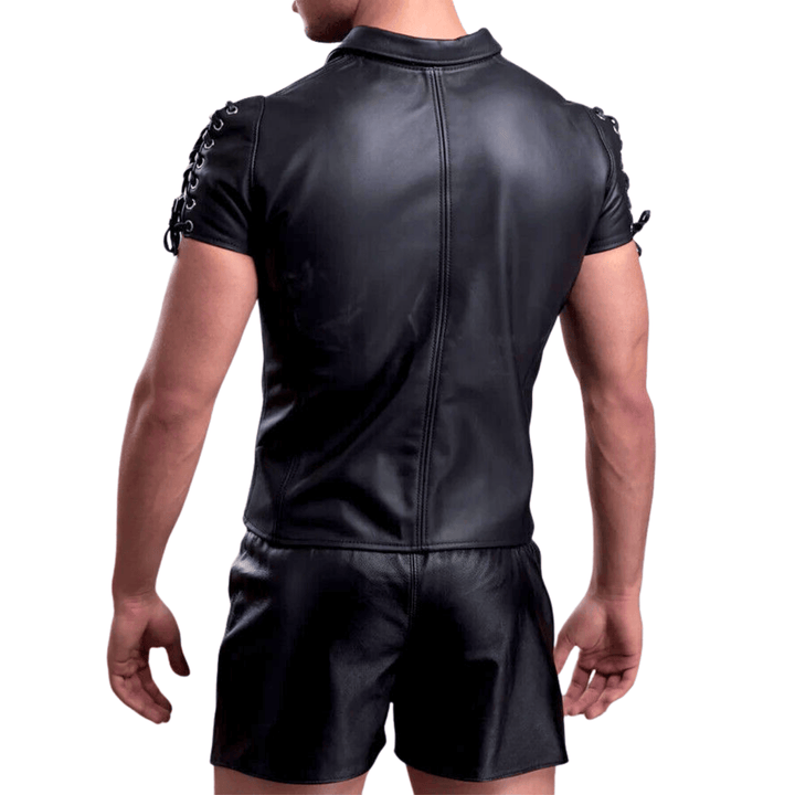 men’s black leather lace-up shirt,
leather fetish shirt for men,
short sleeve leather clubwear men,
genuine leather shirt men,
men’s leather top for party,
sexy leather shirt for men,
leather cosplay shirt men,
men’s gothic leather shirt,
lace front leather shirt men,
premium leather shirt for men,
men’s genuine leather lace-up short sleeve shirt,
black leather fetish top for men,
leather club outfit men short sleeve,
adjustable lace leather shirt for men,
premium handmade leather shirt men