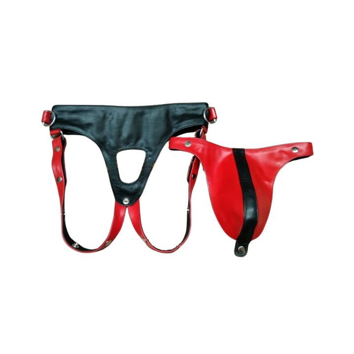 Red leather jockstrap,
Leather jockstrap for men,
Fetish jockstrap,
Cosplay jockstrap,
BDSM jockstrap,
Male leather underwear,
Adjustable jockstrap,
Red and black leather jockstrap for cosplay,
Men’s fetish leather jockstrap with buckles,
Stylish BDSM gear for men,
Roleplay leather underwear for men,
Real leather jockstrap for costume wear,
Jockstrap with straps and snap buttons,
Adjustable fetish gear for cosplay event