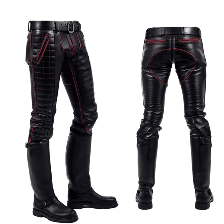 Men Genuine Leather Pants Trousers