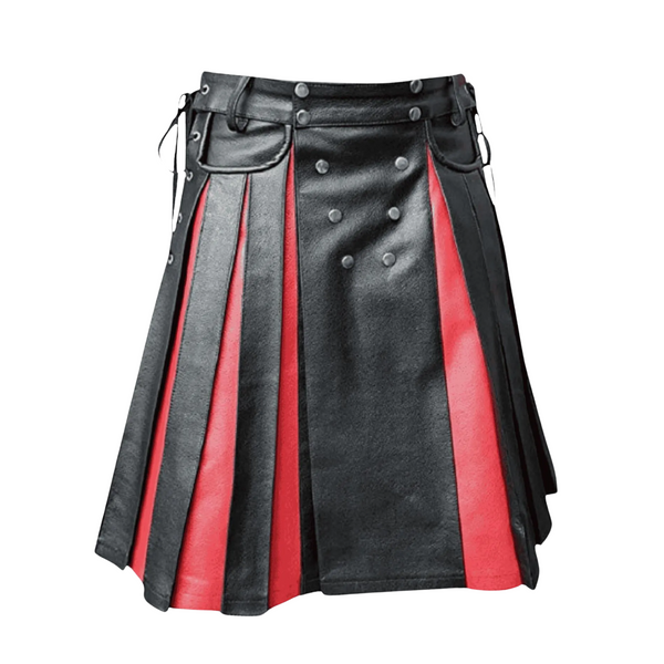 black and red leather kilt,
men’s leather kilt,
two-tone leather kilt,
pleated leather kilt,
leather kilt for men,
black leather kilt with red pleats,
studded leather kilt,
lace-up leather kilt,
festival leather kilt,
biker leather kilt,
cosplay leather kilt,
genuine leather kilt,
men’s pleated leather kilt,
gothic leather kilt,
punk style leather kilt,
men’s black and red pleated leather kilt,
two-tone leather kilt with studs,
genuine leather kilt for festivals and cosplay