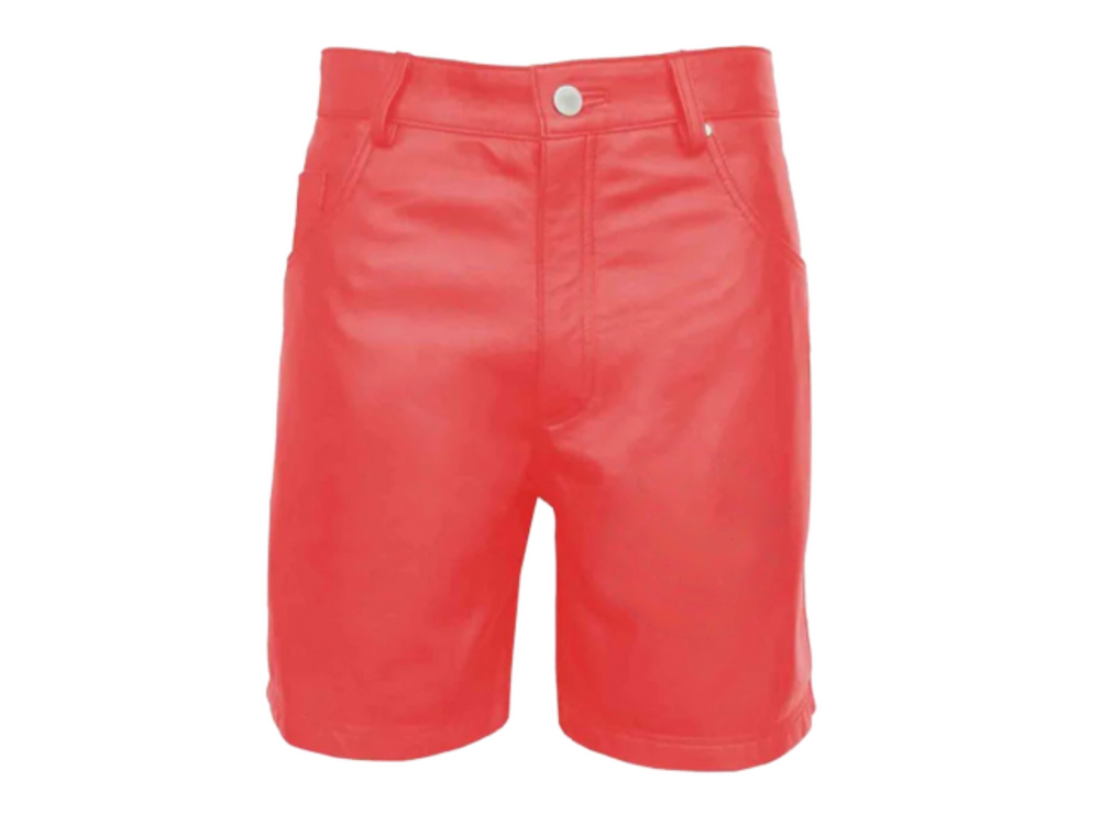 Red leather shorts 2024 womens