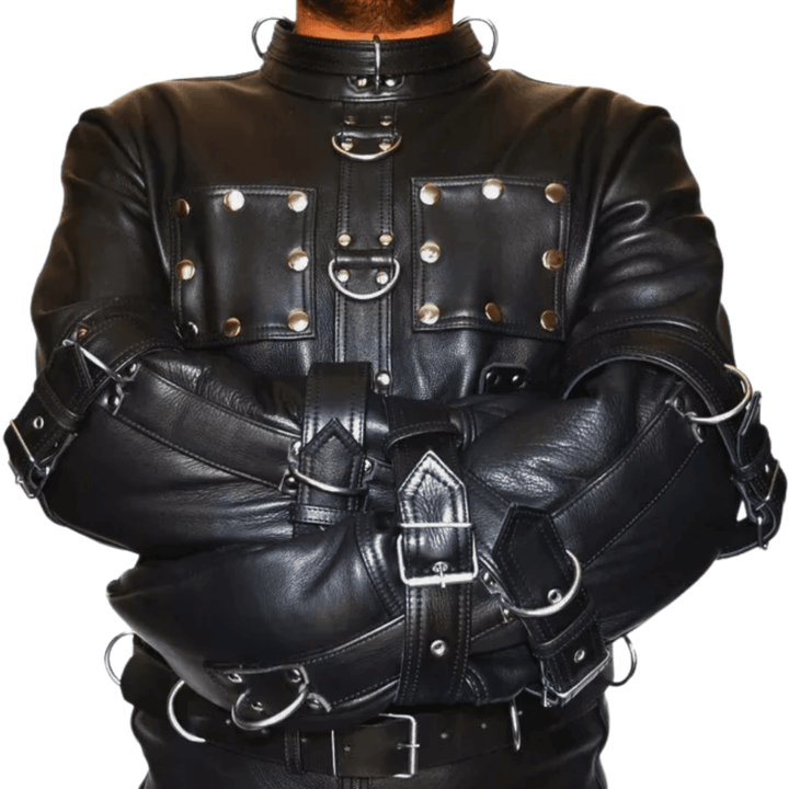 Heavy duty sleep sack,
Sensory deprivation suit,
Leather encasement gear,
Extreme bondage leather sleep sack,
Straitjacket with full body restraint,
Genuine leather bondage sleep sack,
BDSM sleep sack for sensory play,
Full enclosure sleep sack with straps,
Lockable leather straitjacket sack,
Leather fetish gear for advanced play,
Head-to-toe bondage sack for adults,
Black leather sleep sack for BDSM,
Premium leather bondage for roleplay,