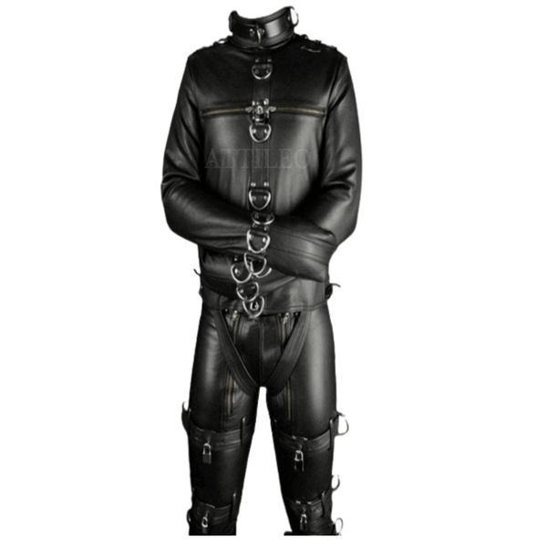 straight leather jacket, gay fetish, fetish wear, leather fetish wear, BDSM gear, kinky apparel, fetish clothing, alternative fashion, erotic accessories, fetish outfits, LGBT fetish gear, leather bondage wear, fetish fashion trends