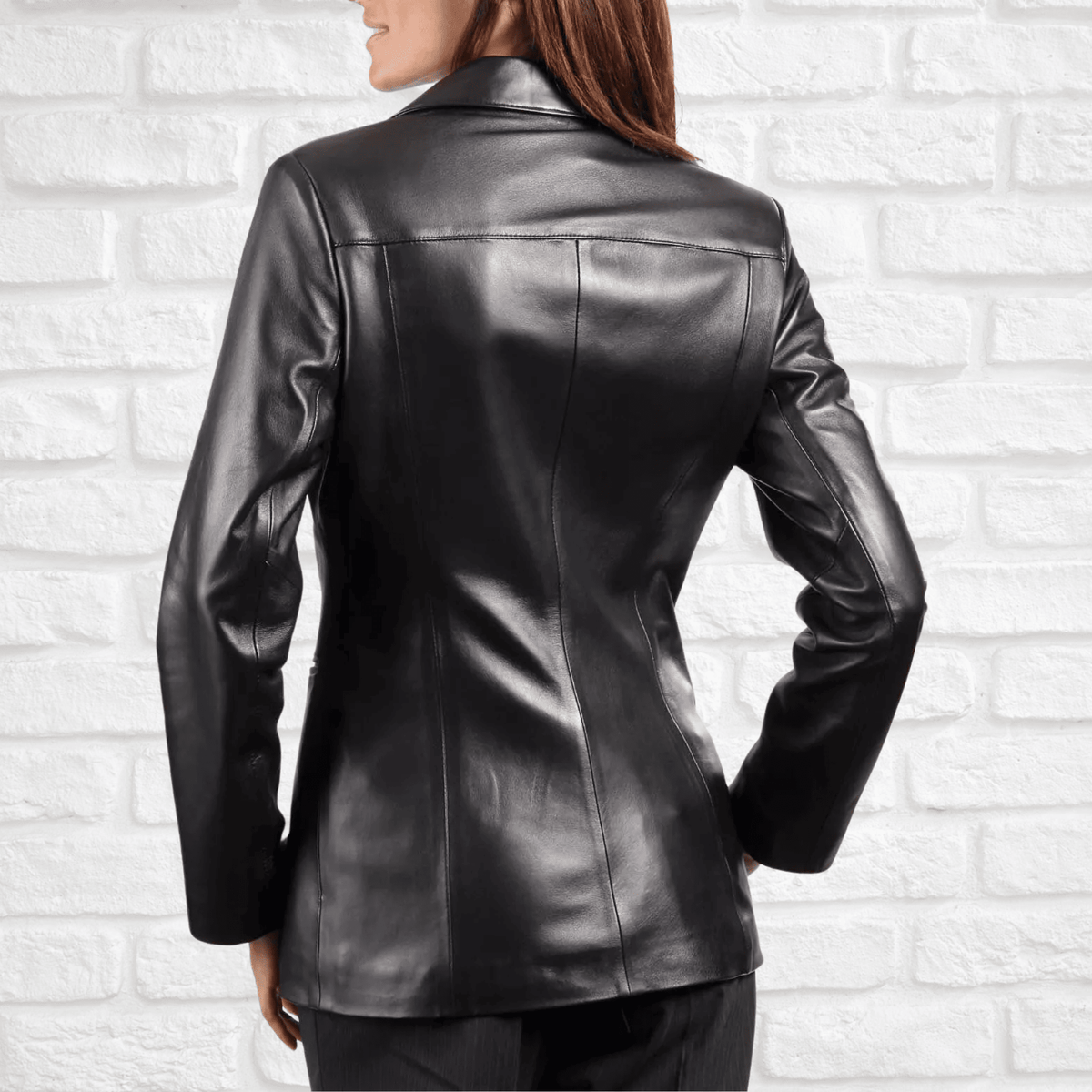 Women's Black Leather Blazer  Attileo Leather USA